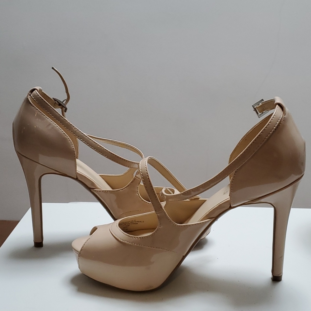 Beige 4.5 inch heels with straps